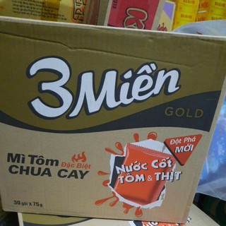 mì tôm 3 Miền GOLD thùng 30 gói