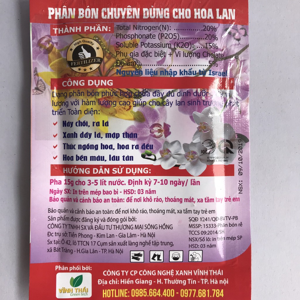 Phân Bón B1 Chuyên Dùng Cho Hoa Lan 15g [ Tặng Kèm 1 Gói Phân Vi Lượng Đức 2,5g ]