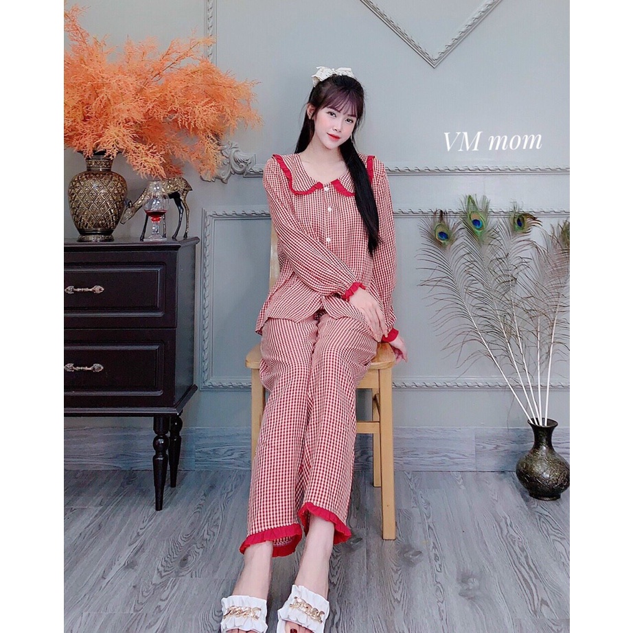 Bộ đồ bầu CỔ bèo - Đồ bầu mặc nhà sau sinh cho con bú ti - Quần áo ngủ bầu Đẹp cho mẹ thời trang mùa hè  Giá Rẻ
