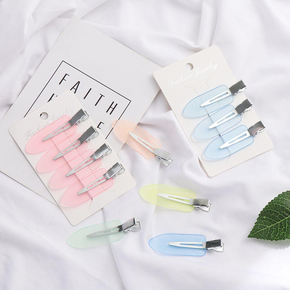 ROWANS Set 4 Kẹp Tóc Không Để Lại Dấu Màu Sắc Kẹo Ngọt Trong Suốt