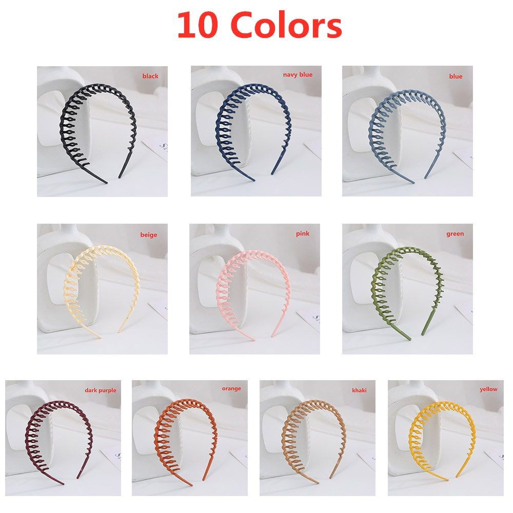 Băng đô cài tóc màu trơn có răng cưa nhiều màu sắc thời trang cho nữ