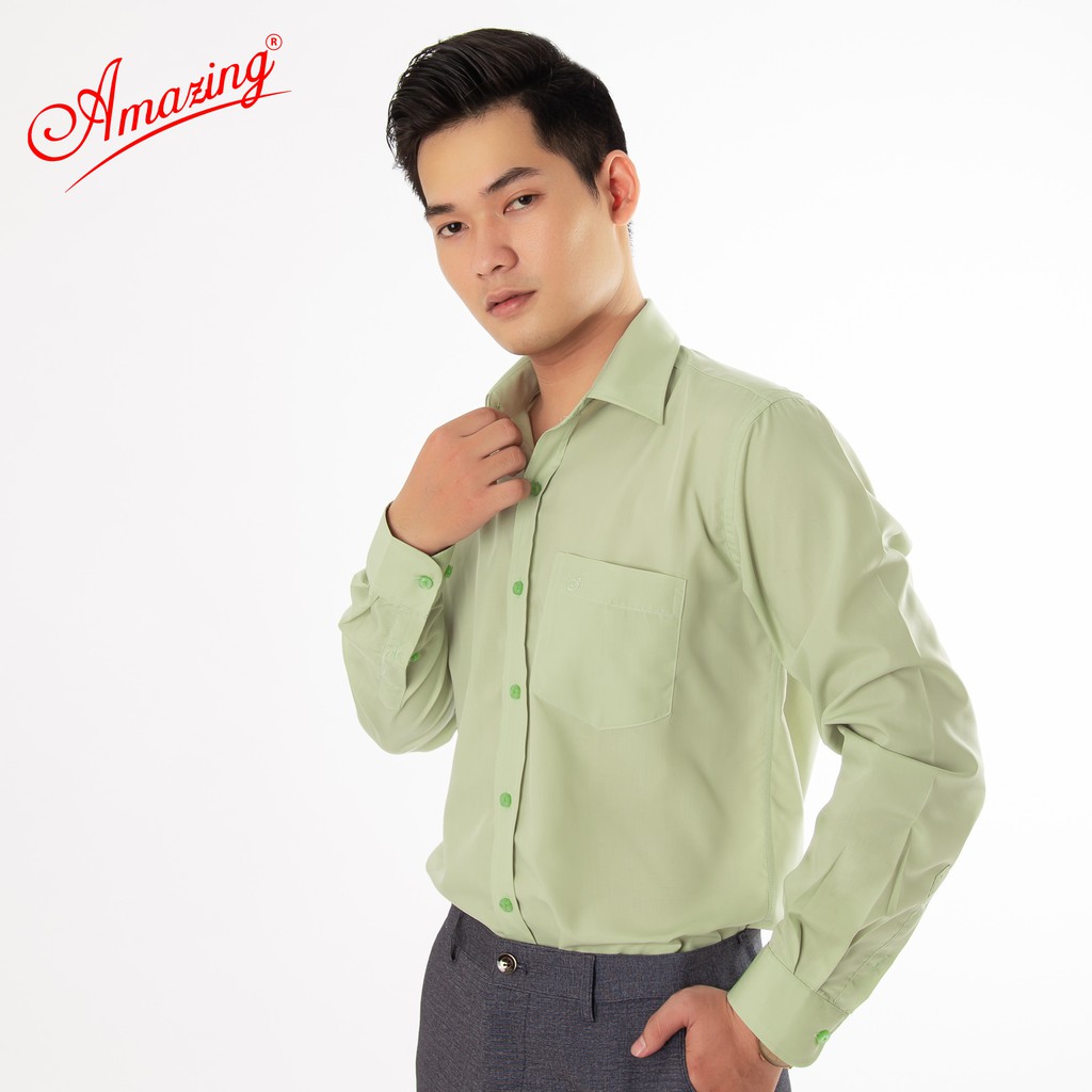 Áo sơ mi nam nhiều màu, chất vải KT silk mềm mát, somi dài tay, vạt bầu, thanh lịch, hiệu Amazing