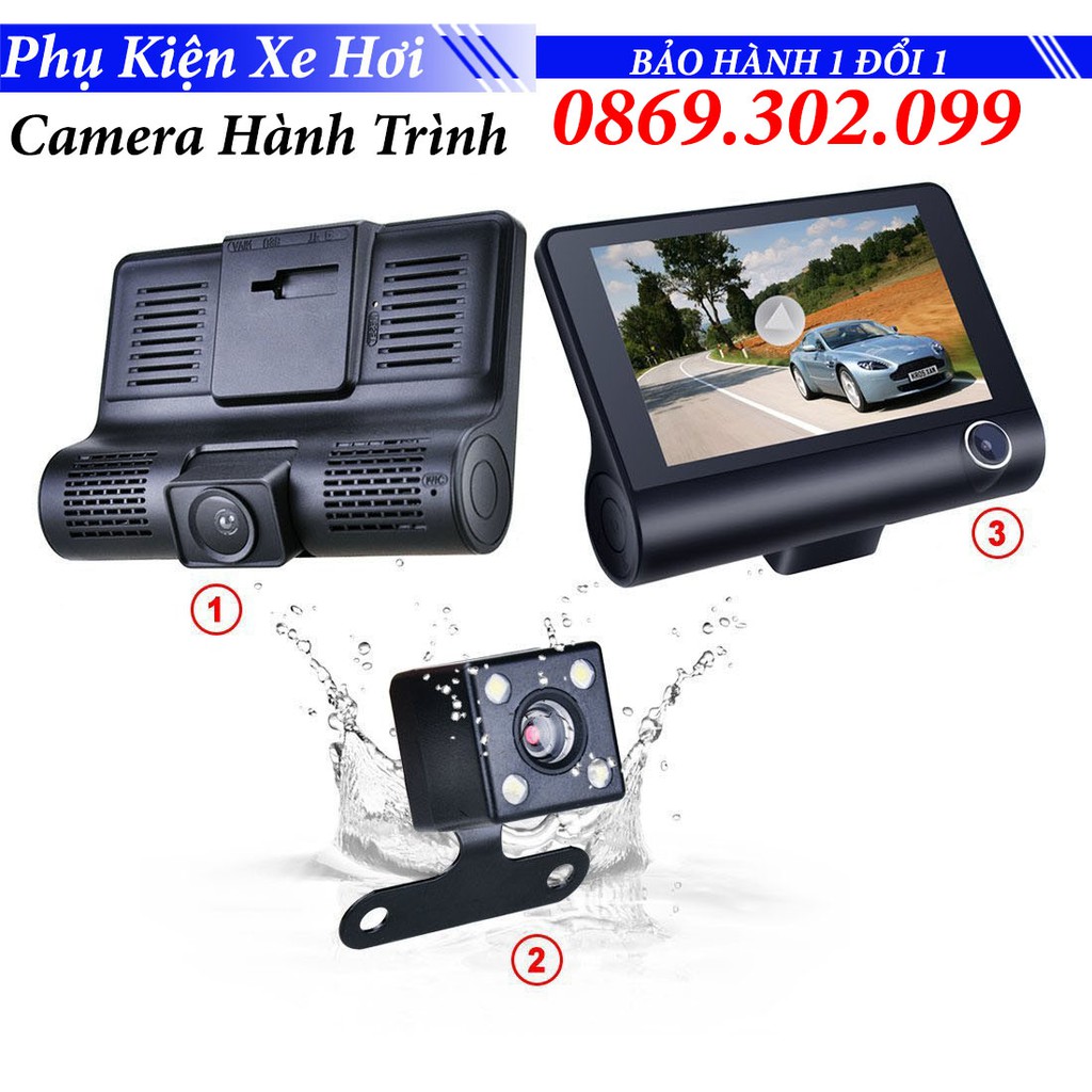 Camera Hành Trình Ô tô 3 mắt video WDR Full HD