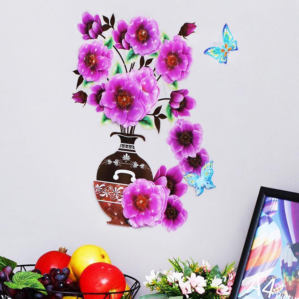 Miếng Dán Tủ Lạnh Hình Lọ Hoa 3d Chống Nước Tự Dính Trang Trí Nhà Cửa