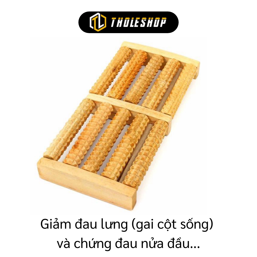 Massage Chân - Dụng Cụ Massage Lăn Chân Bằng Gỗ 5 Hàng - Bàn Lăn Mát Xa 3520