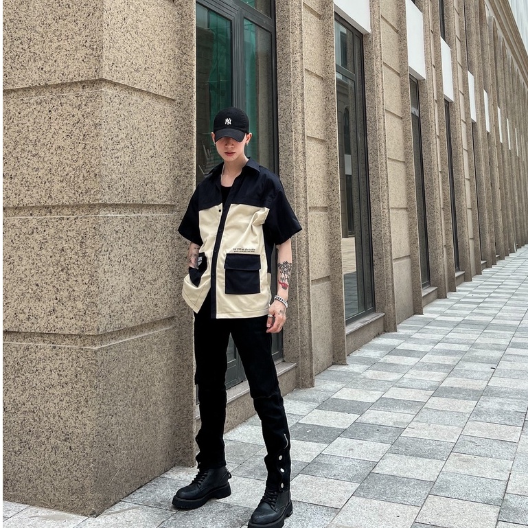 Áo Sơ Mi Tay Lỡ Phối Túi Hộp Dành Cho Nam Kiểu Dáng Cá Tính Và Năng Động