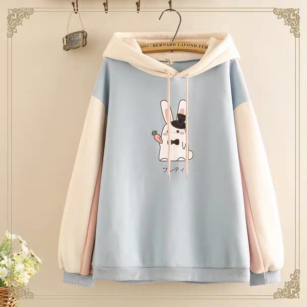 Áo Khoác Hoodie Nỉ Thời Trang Nữ In Hình Thỏ Cầm Củ Cải❤️FREESHIP❤️ | BigBuy360 - bigbuy360.vn