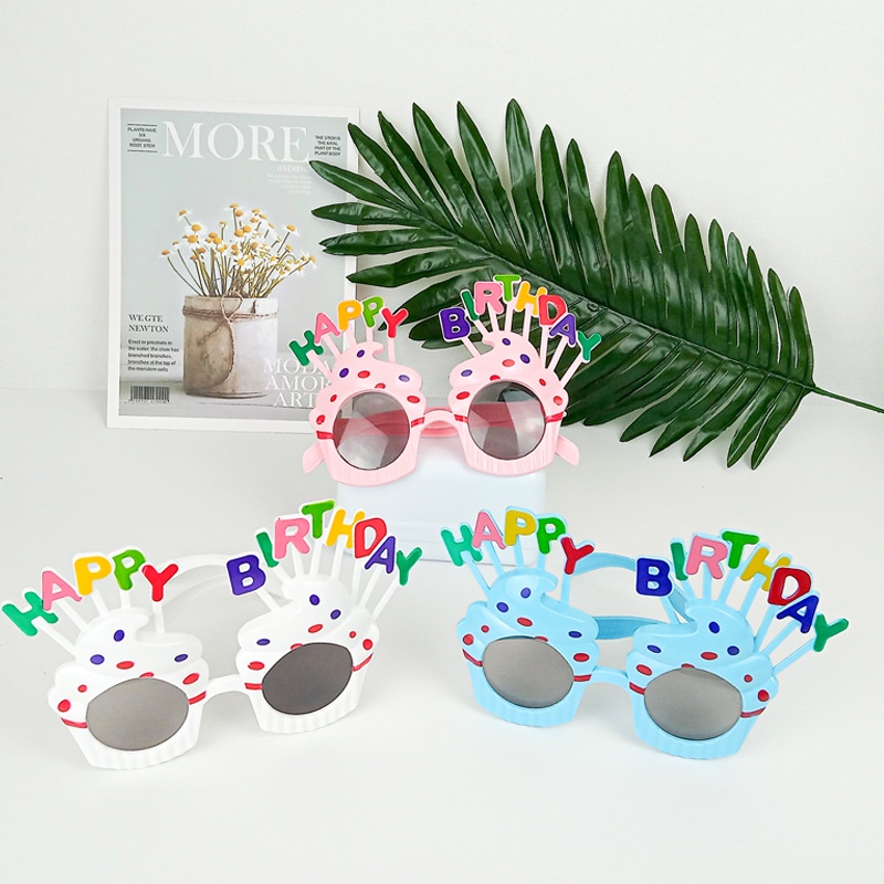 Phụ Kiện Sinh Nhật Bánh Kem  Kính Mắt Happy Birthday Trang Trí Bánh Sinh Nhật