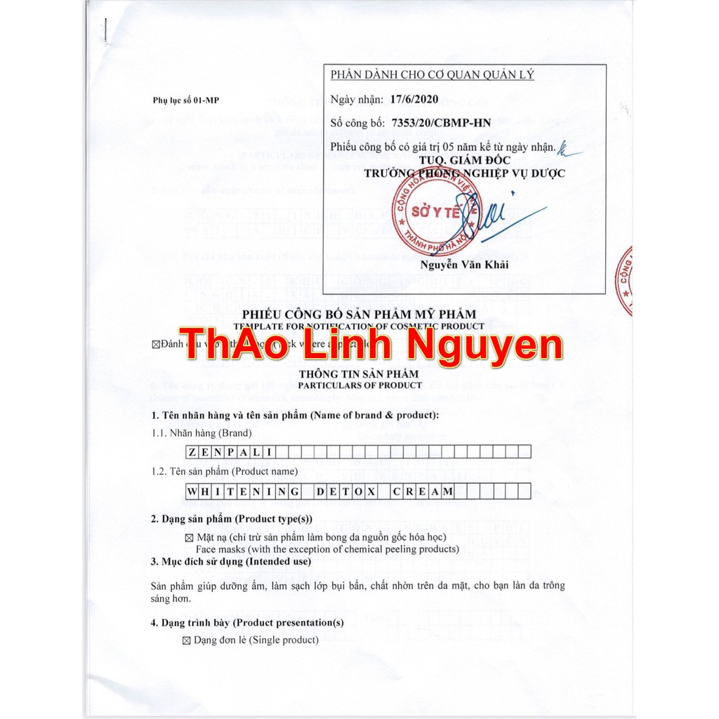 Chuối Ủ Trắng, Thải Chì Zenpali Chính Hãng - WHITENING DETOX CREAM