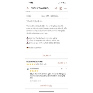 Viên vitamin E ( hàng nhập từ Đức) hộp 42 viên