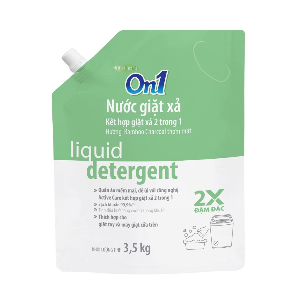 Túi Nước giặt xả On1 hương Bamboo Charcoal 3.5Kg - Sạch khuẩn khử mùi, kết hợp giặt xả 2 trong 1 (Sản Phẩm Của LIX)