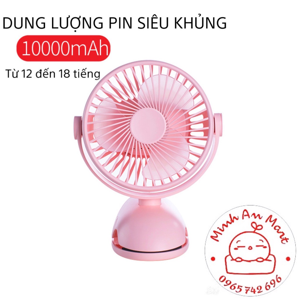 quạt mini tích điện kẹp bàn, xe đẩy pin trâu 10.000mah bảo hành chính hãng 12 tháng