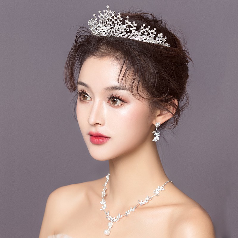 Vương miện cài tóc mạ bạc thời trang sang trọng cho nữ