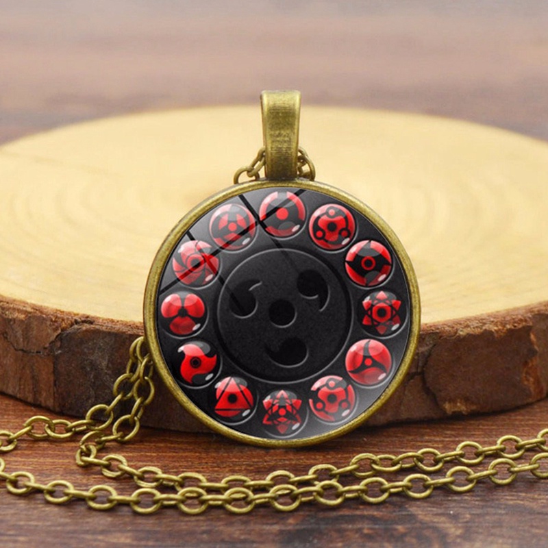 Vòng cổ Mặt Tròn Hình Đôi Mắt Sharingan Anime Naruto Shippuden Phong Cách Vintage