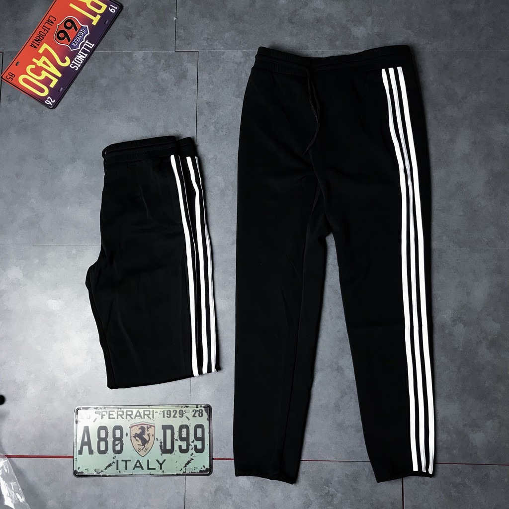 Quần Thể Thao Nam Đen 3 Sọc Trắng Ống Suông (Quần Thể Dục Trơn, Đơn Giản) | BigBuy360 - bigbuy360.vn