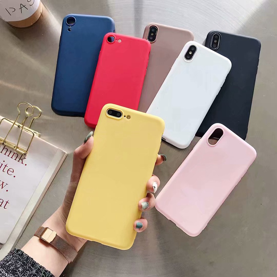 Ốp điện thoại TPU mềm nhám màu sắc kẹo ngọt cho Samsung Galaxy A50 A30 A20 A50S A30S A70 A7 2019 A750 A7 2018