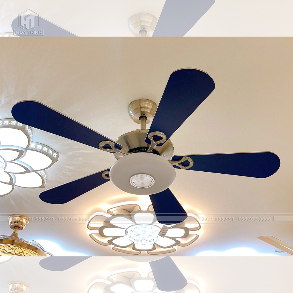 (Bảo hành 5 năm- Free ship) Quạt trần đèn cánh xanh Classic Blue,lắp đặt phòng ngủ phòng khách mẫu mới nhất | BigBuy360 - bigbuy360.vn