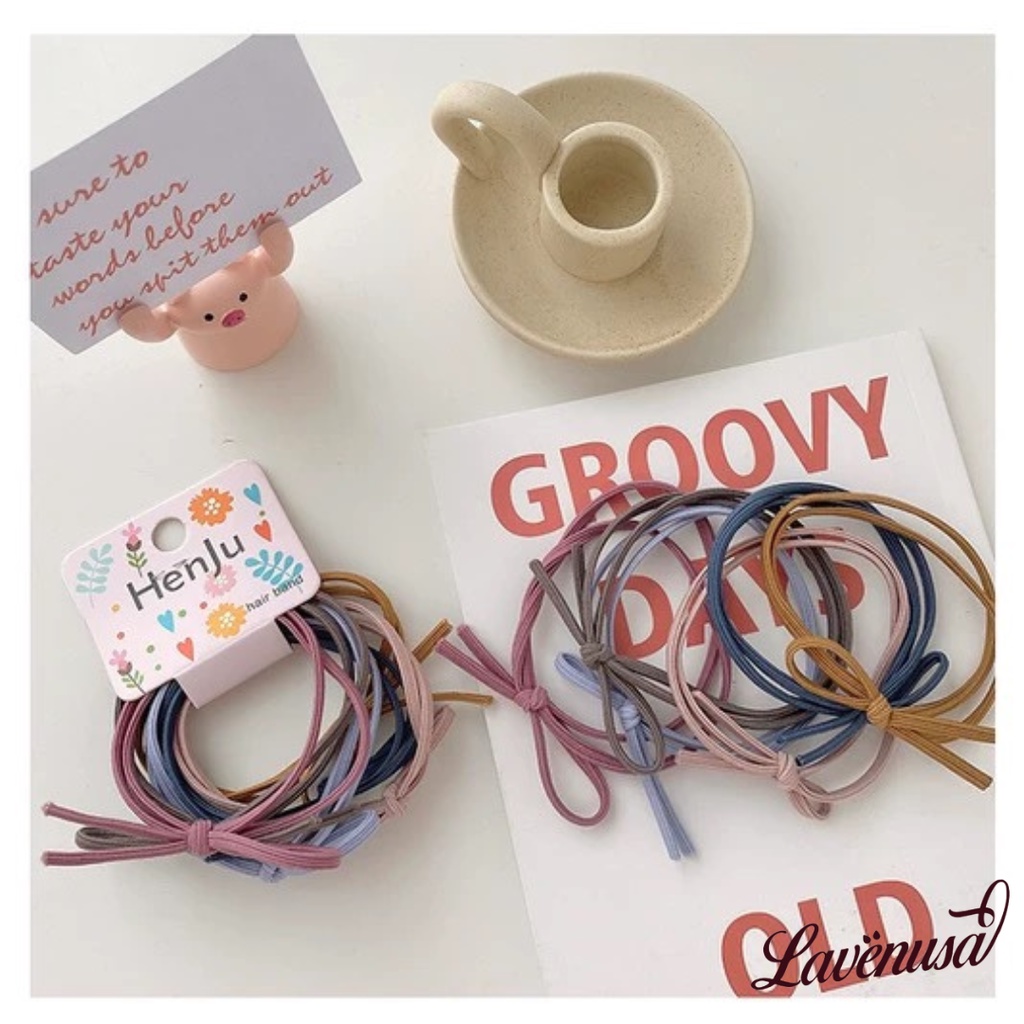 Dây buộc tóc cao cấp co giãn đáng yêu kiểu Hàn Quốc set 6 cái LAVENUSA CT12