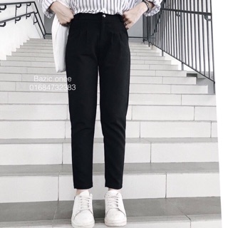 Quần Baggy chín tất màu đen