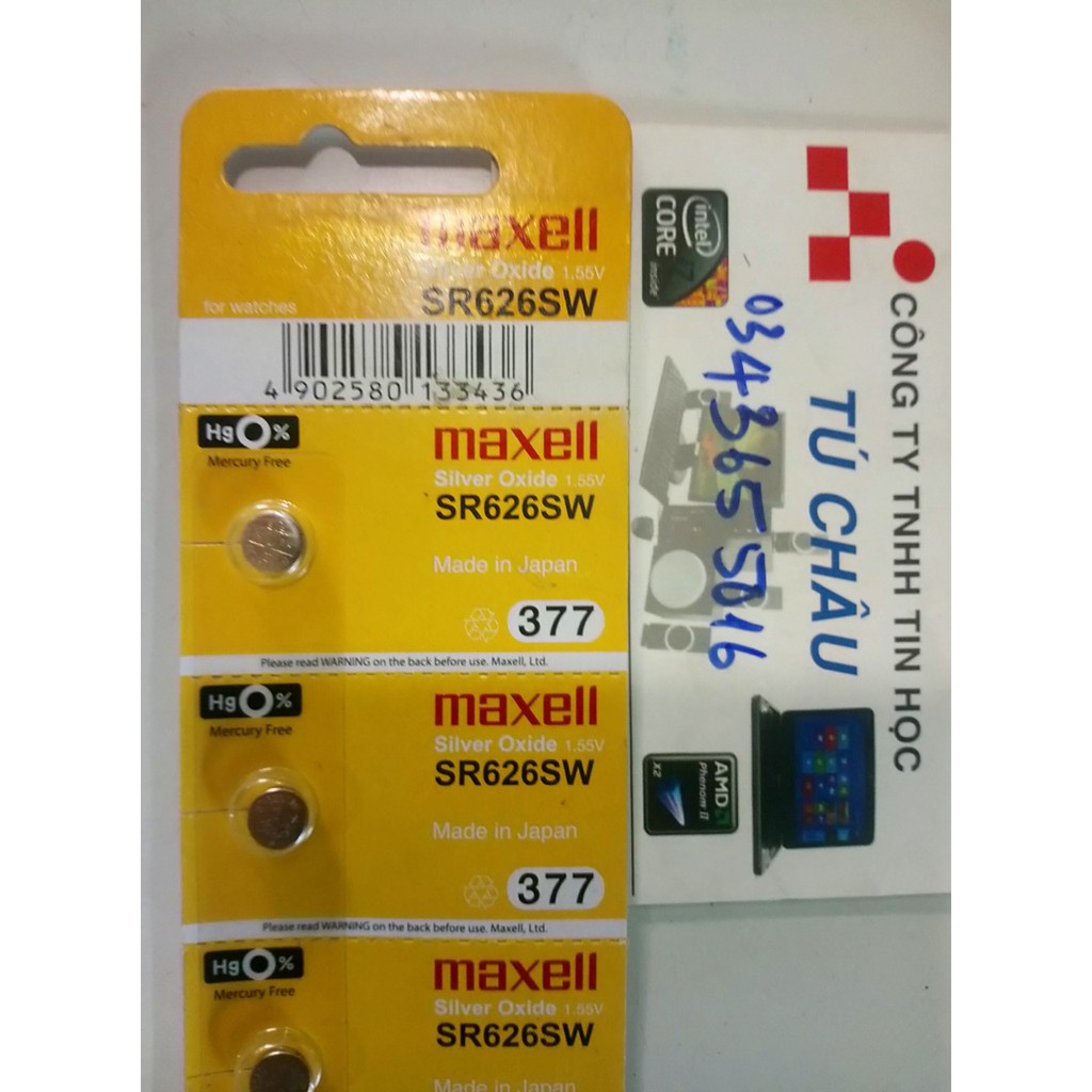 Pin nuôi nguồn cúc áo Maxell SR626SW _ Giá 1 Viên (XANH OR VÀNG)