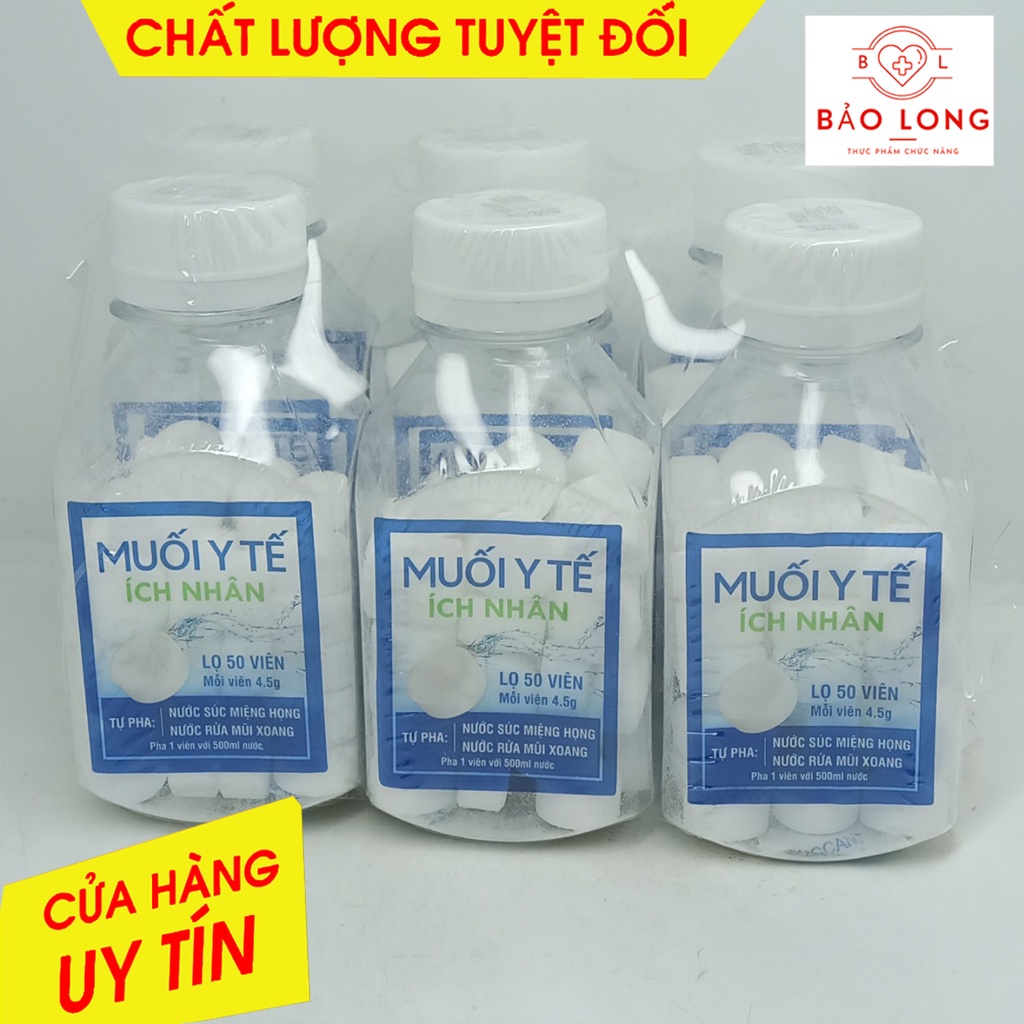 Muối y tế ÍCH NHÂN lọ 50 viên x 4,5 gr - giúp làm sạch khoang mũi, bảo vệ mũi