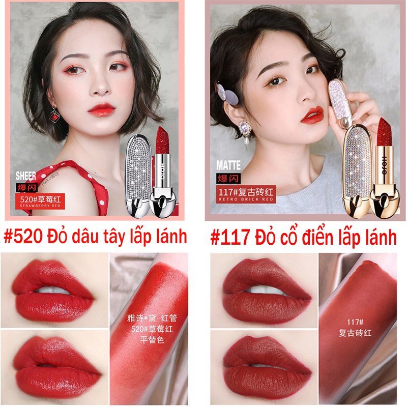 Son Thỏi HoJo Có Gương Soi Đính Đá Lấp Lánh Princess The Shine Of A Star Drill Moistens Your Lips No.8028 | BigBuy360 - bigbuy360.vn