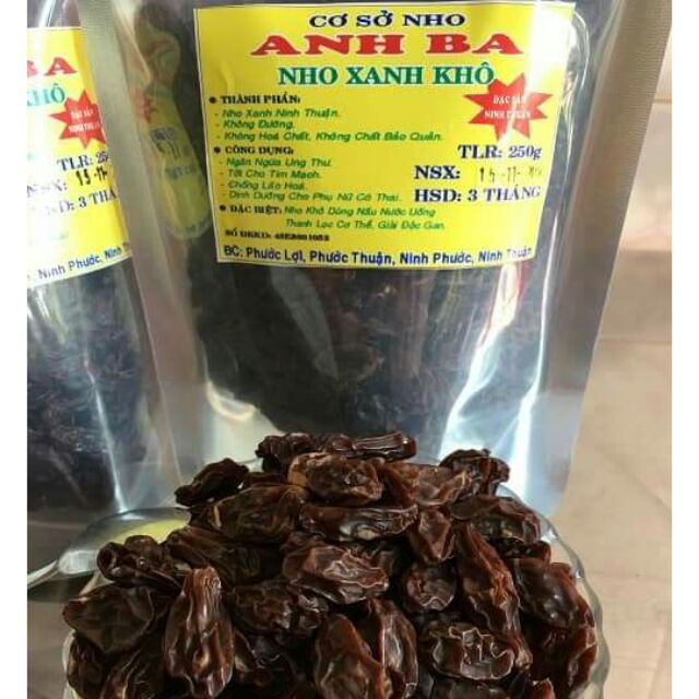 Nho xanh khô Ninh Thuận 0.5kg