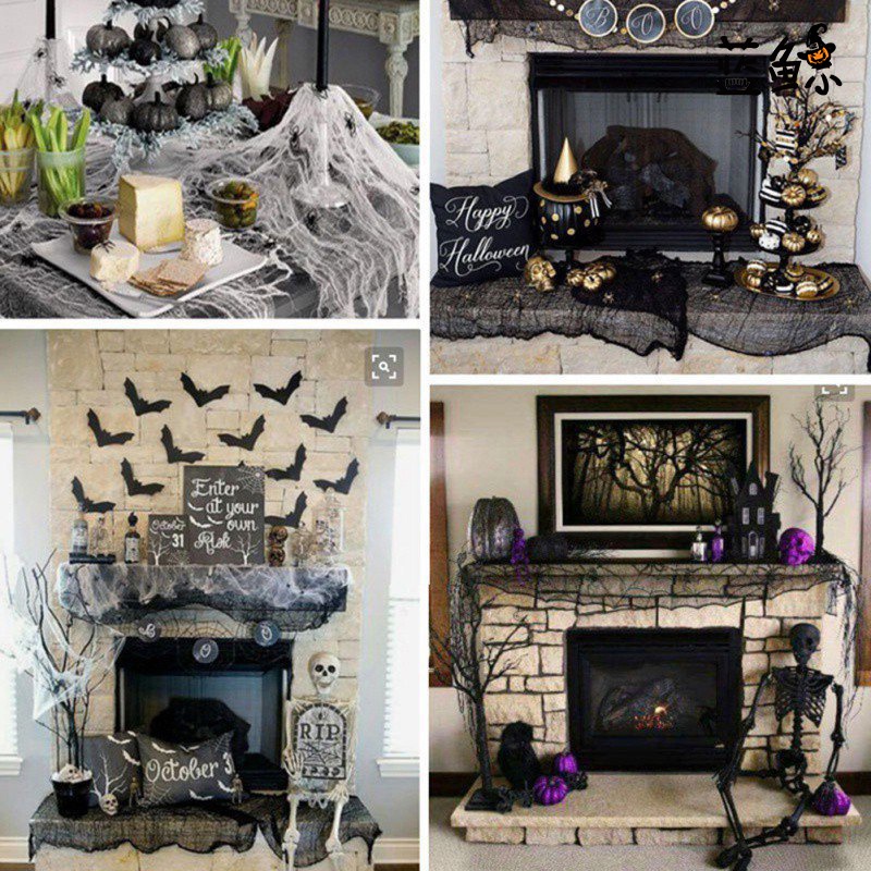 1 Bộ Halloween Nhà Tiệc Thanh Trang Trí Màu Đen Creepy Gạc Vải Halloween Đảng Ngoài Trời Trong Nhà Trang Trí Lưới Sợi Vải Kinh Dị Đạo Cụ