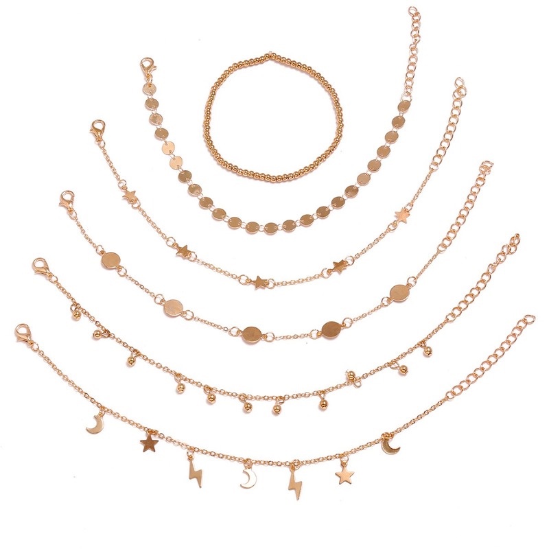 Set 6 lắc chân WE FLOWER nhiều kiểu dáng phong cách bohemian