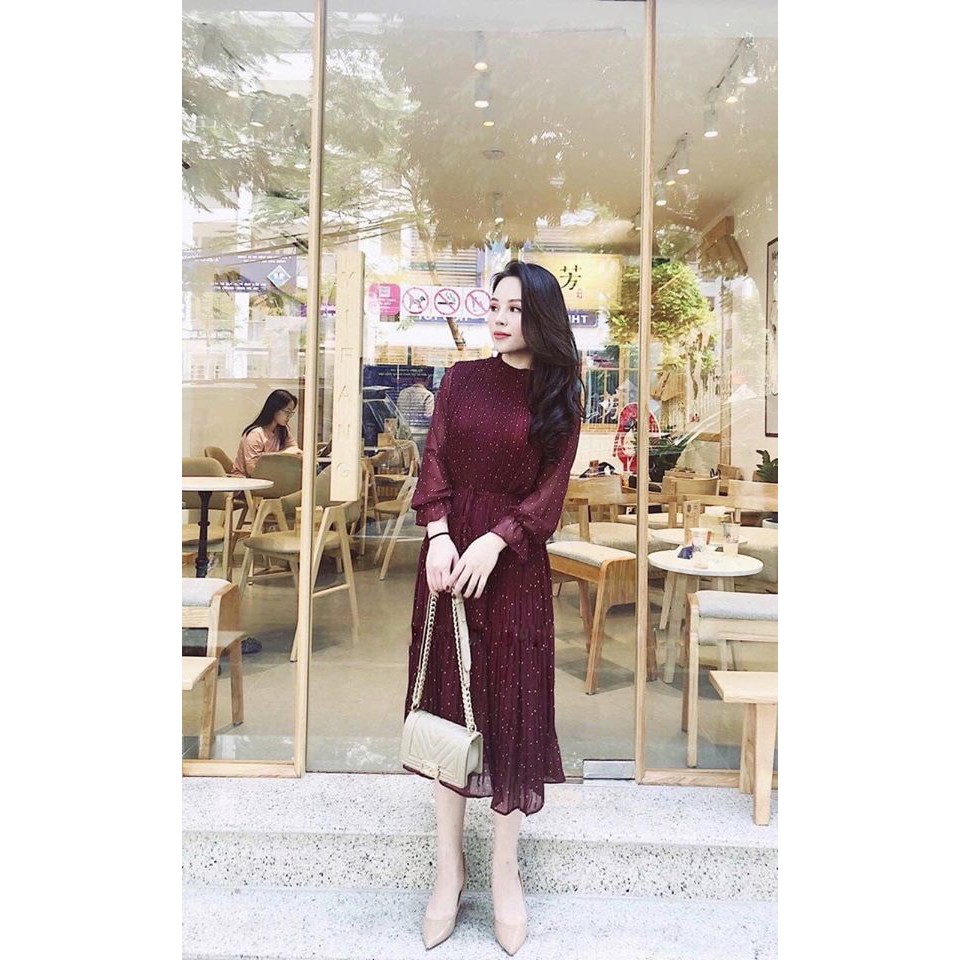 VÁY CHẤM bi thắt dây eo xếp li (kèm ảnh thật,video) | BigBuy360 - bigbuy360.vn