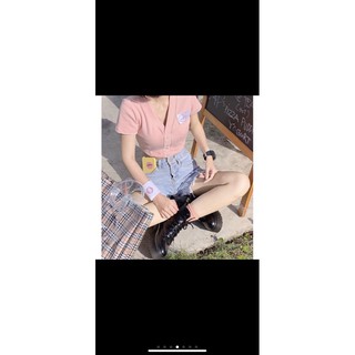 💋Áo Croptop Cổ V Nút