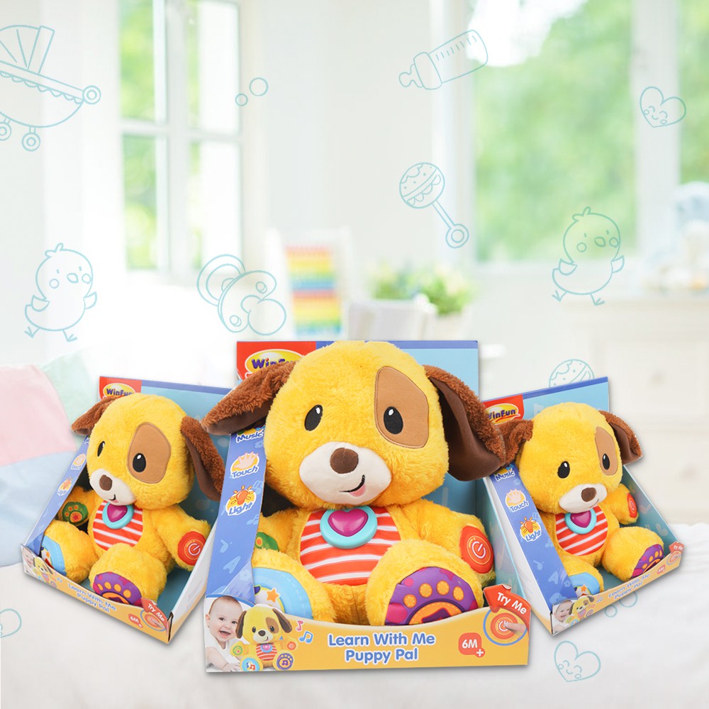 Chú chó Puppy biết hát Winfun 0669 - Đồ chơi thú bông đáng yêu có nhạc, kích thích phát triển giác quan cho bé