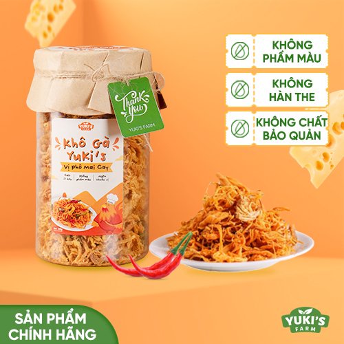 Khô Gà Phô Mai Cay 300g YUKI FARM - Đồ Ăn Văt Khô Gà, Khô Heo Xé Cay Siêu Ngon - Đồ Ăn Vặt Việt Nam Chất Lượng Cao