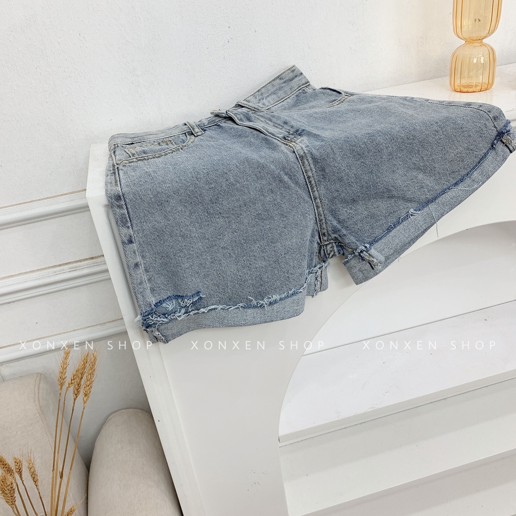 QUẦN SHORT JEAN NỮ TRƠN ulzzang hàng xuất xịn lật lai dễ thương XONXEN SHOP size S M L mã 3095