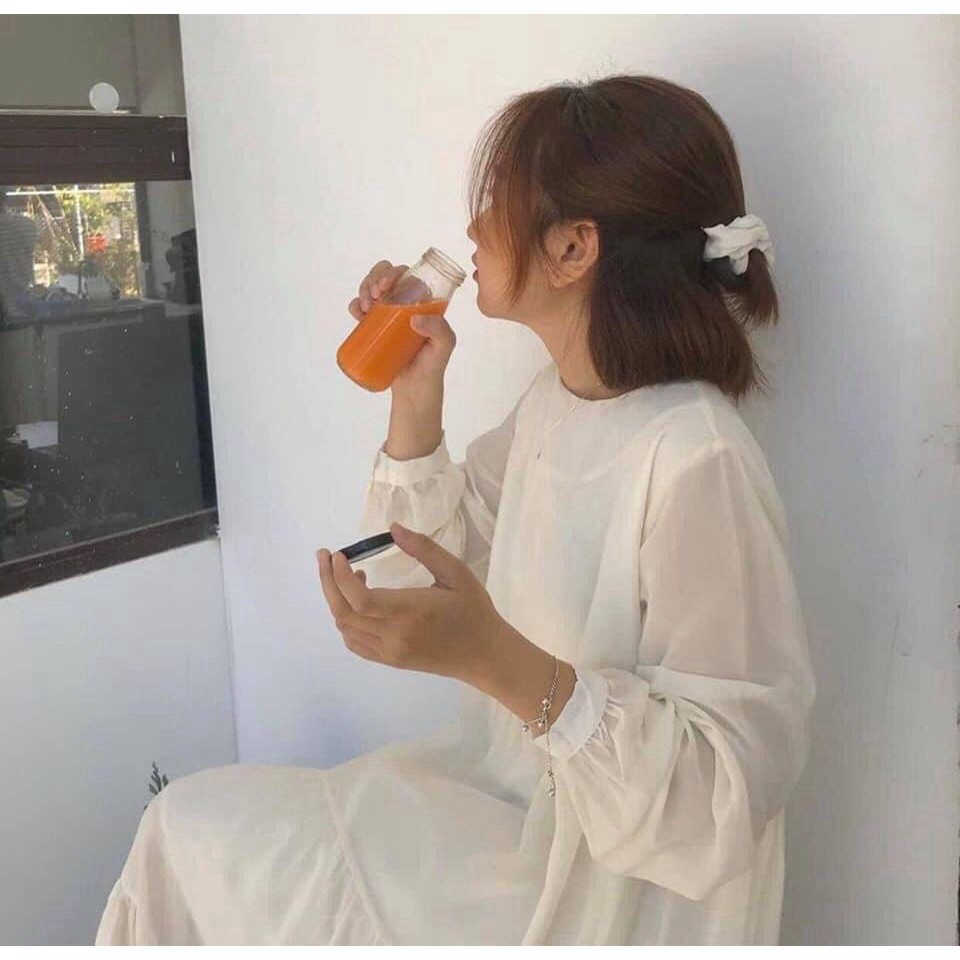 Váy trắng dài tay vintage / Váy babydoll dáng dài | BigBuy360 - bigbuy360.vn