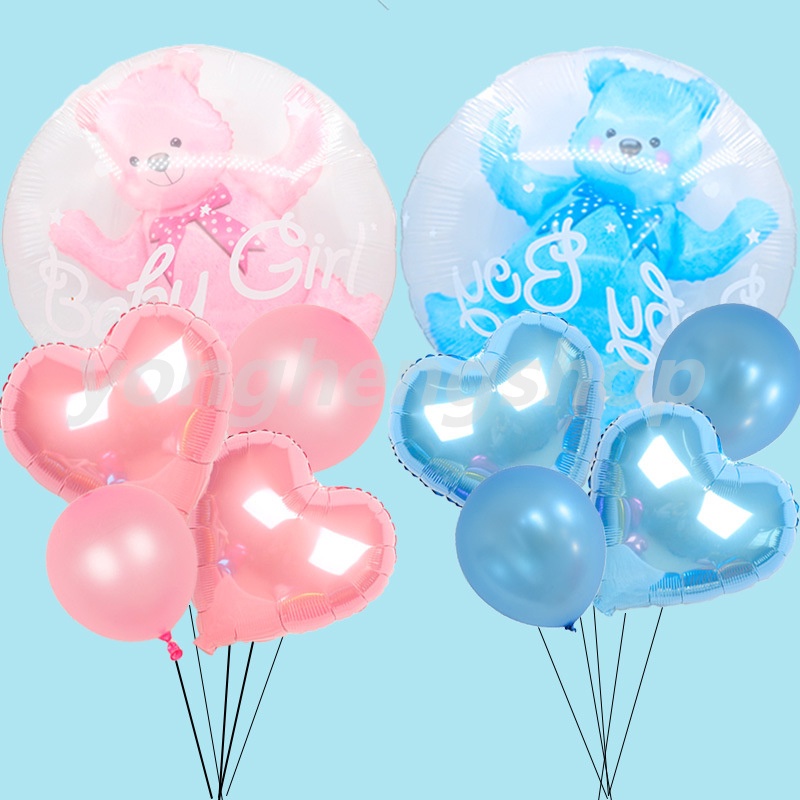 Set 5 bong bóng trong suốt hình gấu dễ thương trang trí tiệc sinh nhật cho bé