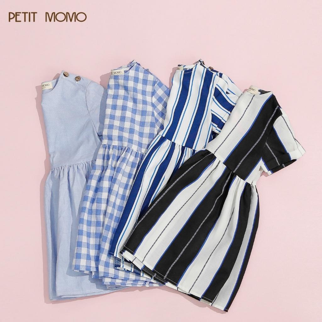 Váy Xòe Cho Bé Gái PETIT MOMO Chất Vải Thô Cotton Thoáng Mát Họa Tiết Kẻ Sọc, Caro Dễ Thương H180