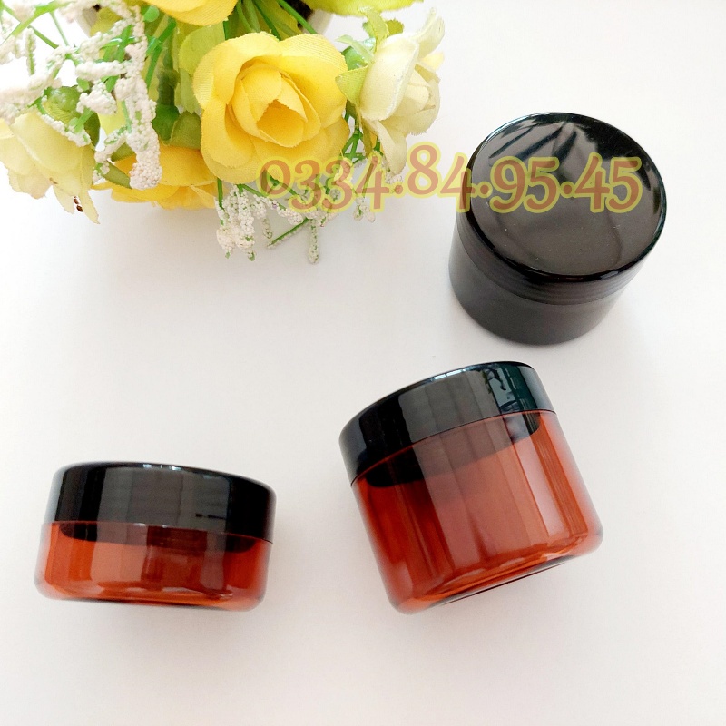 Hủ NHỰA chiết mỹ phẩm NÂU nắp đen 10g 20g 50g - hũ nhựa đựng kem