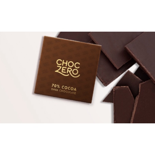 TÚI SOCOLA ĐEN 70% COCOA VUÔNG Choczero DARK CHOCOLATE SQUARES, KHÔNG ĐƯỜNG, ĂN KIÊNG Keto, Non GMO, Gluten Free, 100g