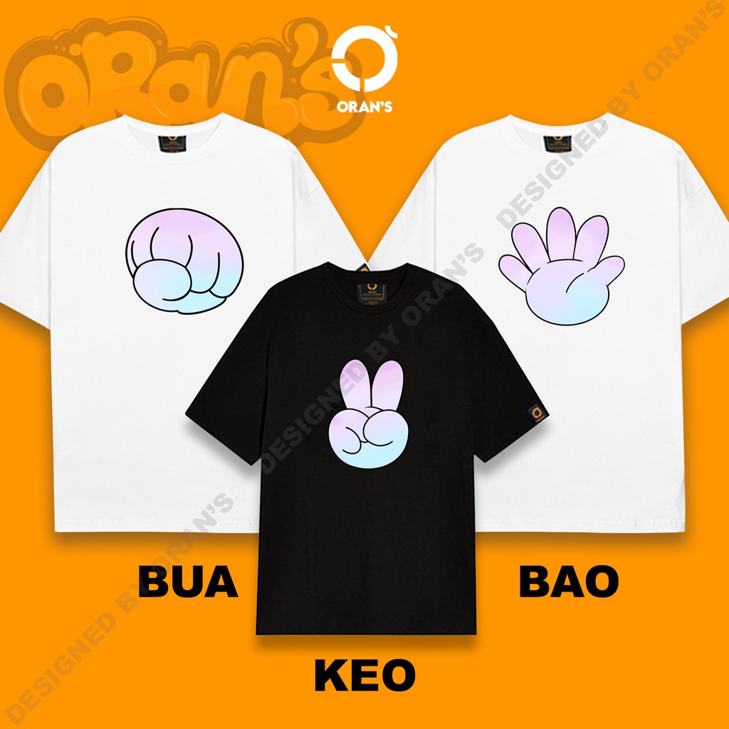 Áo gia đình in hình kéo búa lá màu đen trắng nam nữ tay lỡ Oversize chất COTTON 4C, FULLBOX ORANS TEE - ORAN'S
