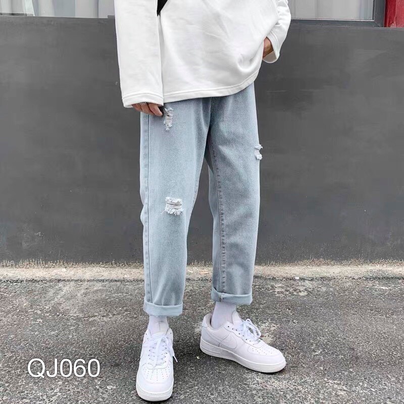 QJ060 - QUẦN JEAN BAGGY NAM WASH RÁCH XANH BẠC | WebRaoVat - webraovat.net.vn