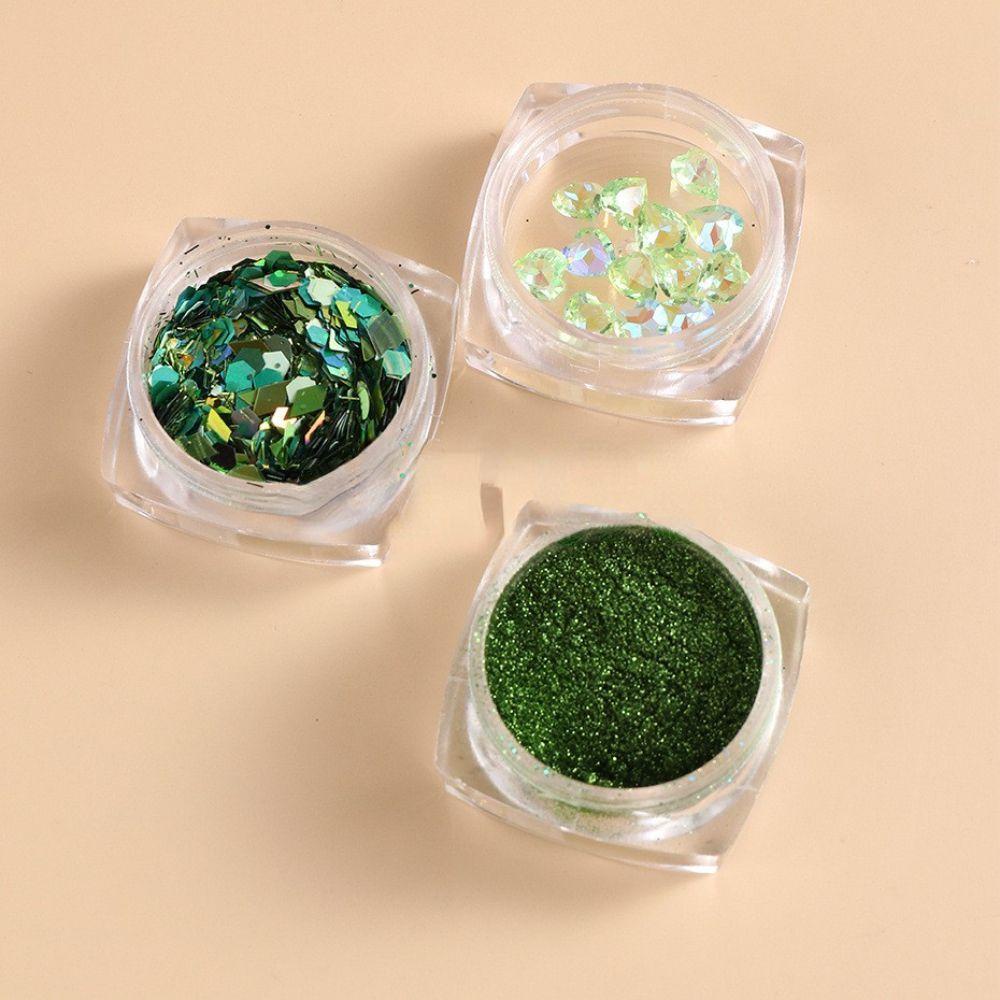 Hộp Sequin Lấp Lánh Màu Xanh Lá Dùng Trang Trí Móng Tay Nghệ Thuật