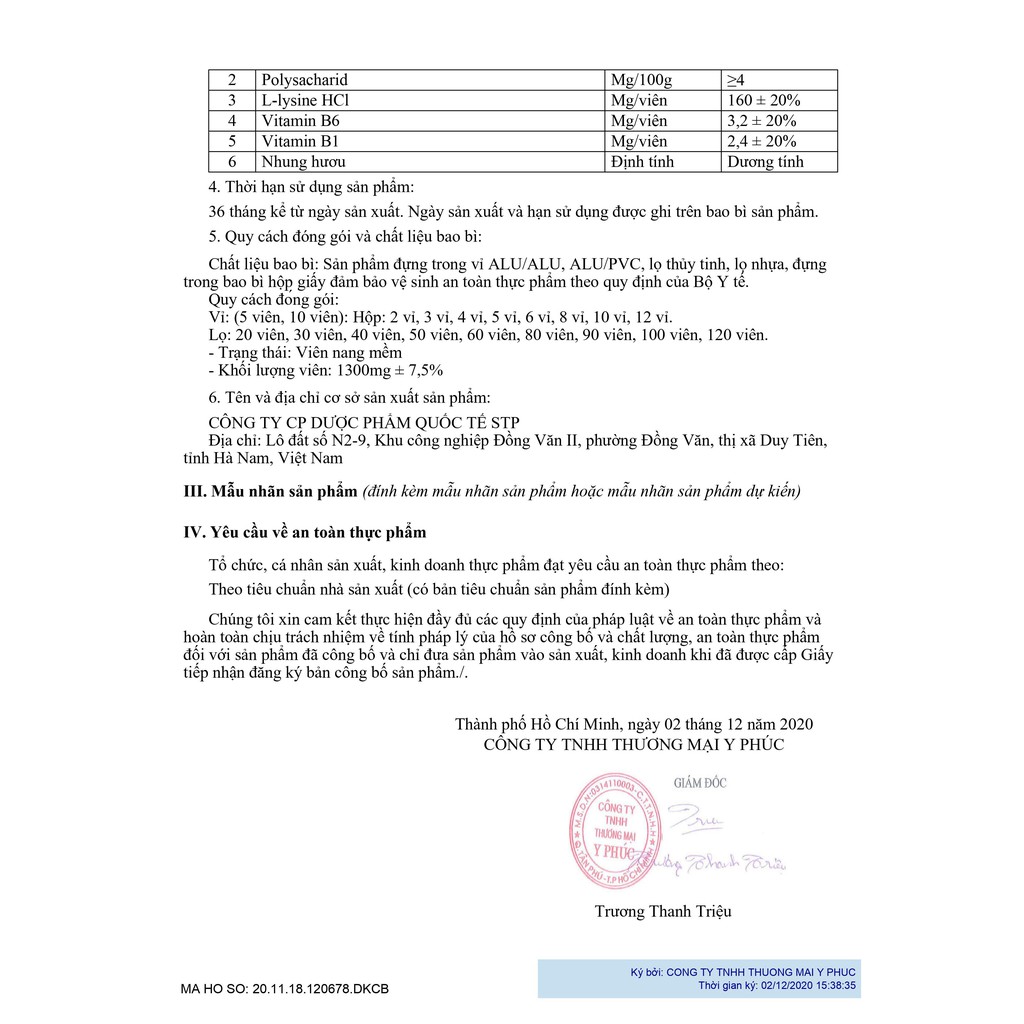 Đông trùng hạ thảo Y Phúc, bồi bổ sức khoẻ, tăng cường miễn dịch, giúp ăn ngon ngủ ngon, hộp 30 viên