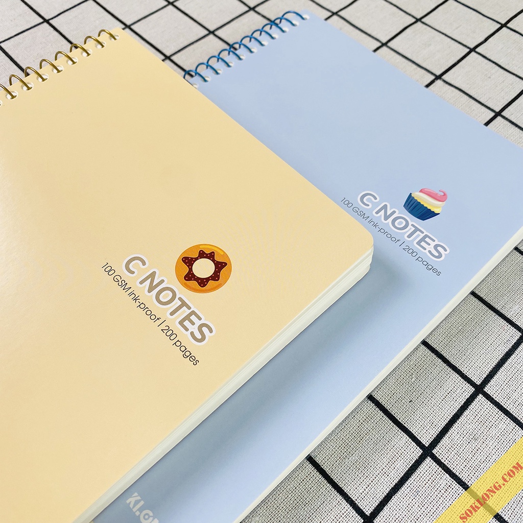 Vở note cornell B5 200 trang bìa nhựa lò xo đơn C Notes ruột dot và caro (6x6)mm SoKLONG, tập sổ Klong MS 588