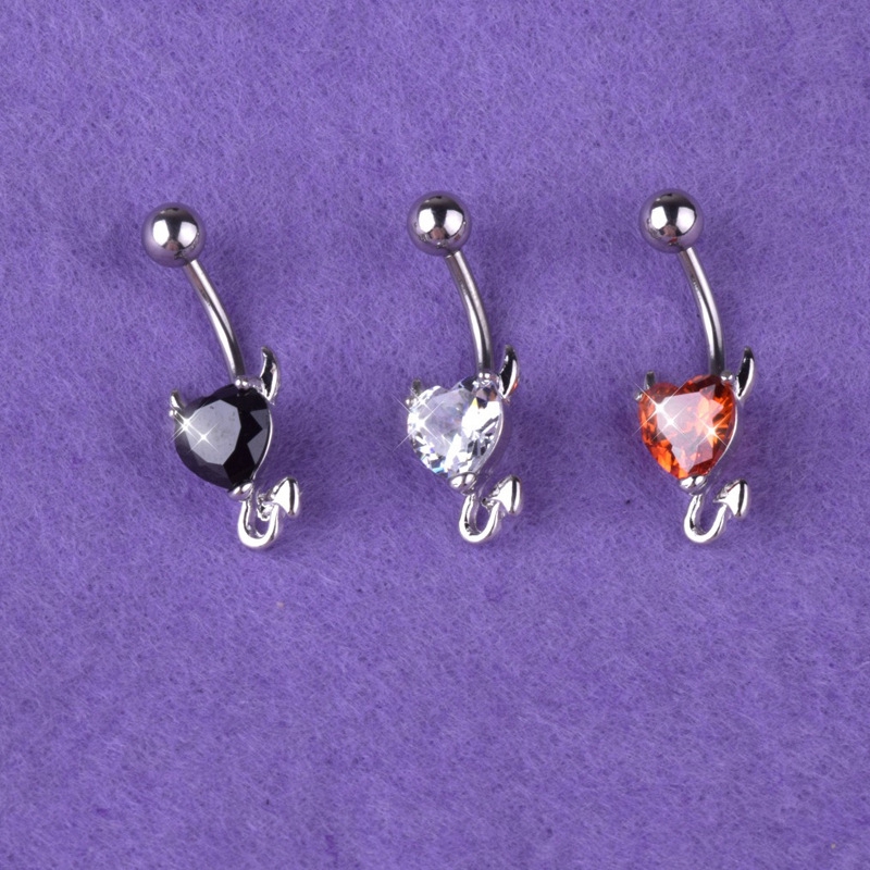 Khuyên rốn mặt hình trái tim đính đá phát sáng thời trang