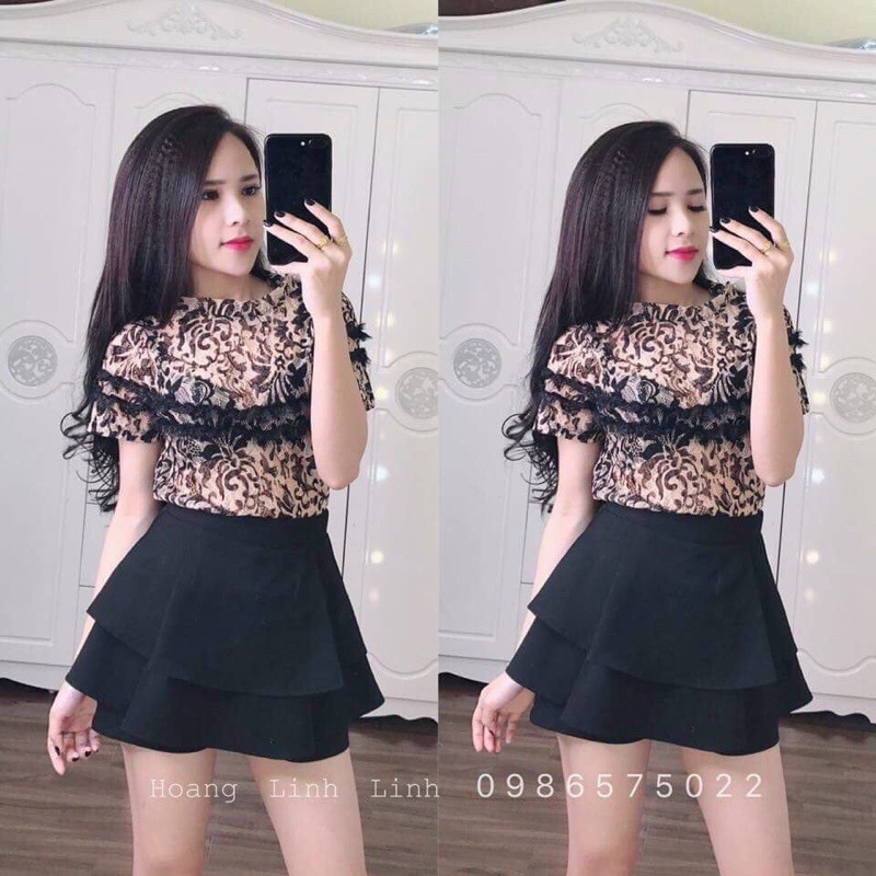 CHÂN VÁY NGẮN 2 TẦNG VẢI VITEX MỀM LƯNG CAO