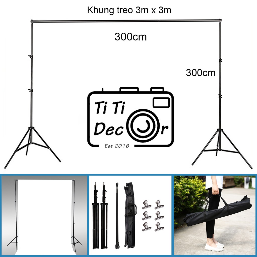 Khung giá treo phông nền chữ U chụp ảnh, quay video lookbook, ảnh cưới, livestream ( tặng kẹp, túi đựng )