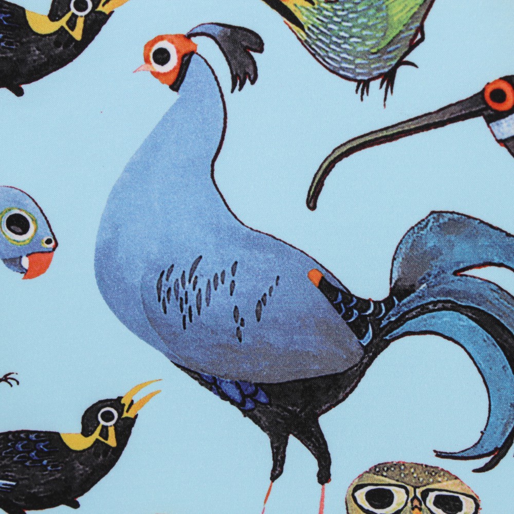 Đầm SANLUTOZ màu xanh dương in họa tiết chim phong cách thời trang mùa đông cho bé gái