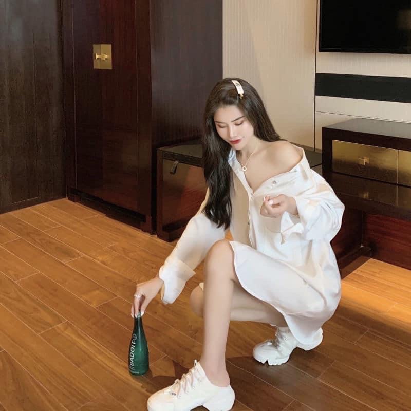 ÁO SƠ MI TRỄ VAI DÂY QUAI - SẴN