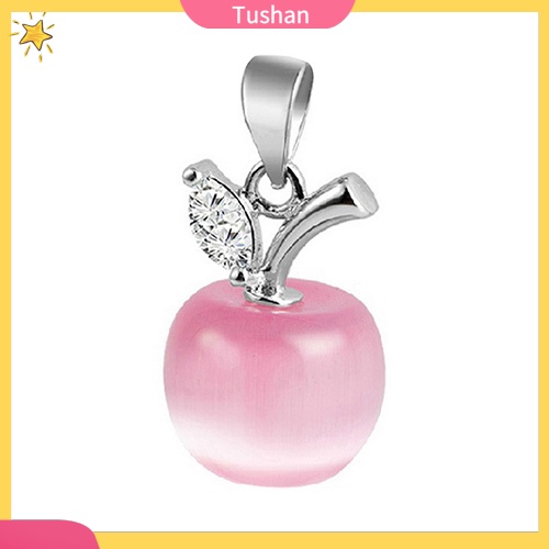 Cô gái Apple Hình dạng Faux Opal Khối Zirconia Bạc Mạ Mặt dây chuyền cho vòng cổ